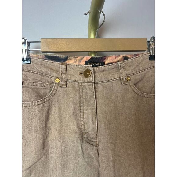 Escada Metallic Tobacco Brown Glitter Side Stripes Jeans Sz. 34 (US XS) - Picture 2 of 7